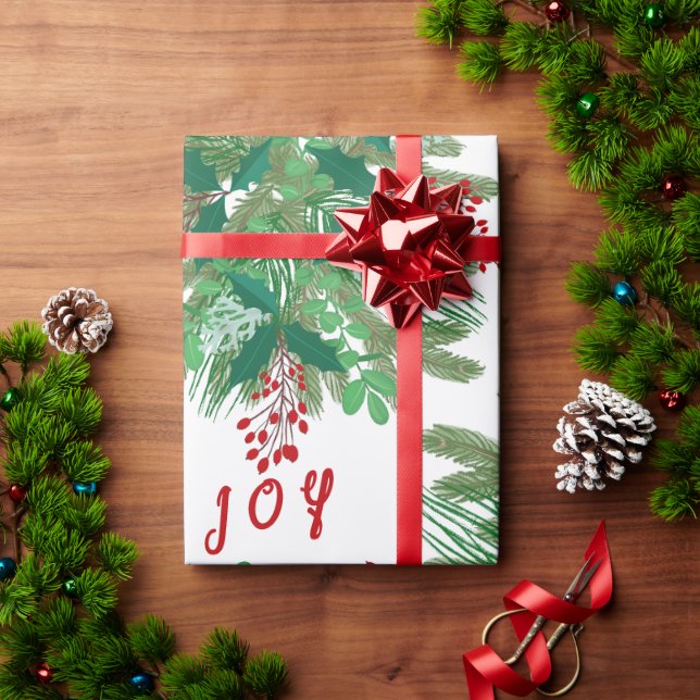 Kärlek fred glädjer sig åt helgdag grönt röd anded presentpapper (Julgåva)