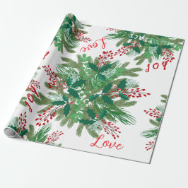 Kärlek fred glädjer sig åt helgdag grönt röd anded presentpapper