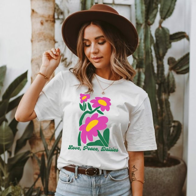 Kärlek, Fred, Tusenskönor Blomma T Shirt (Skapare uppladdad)