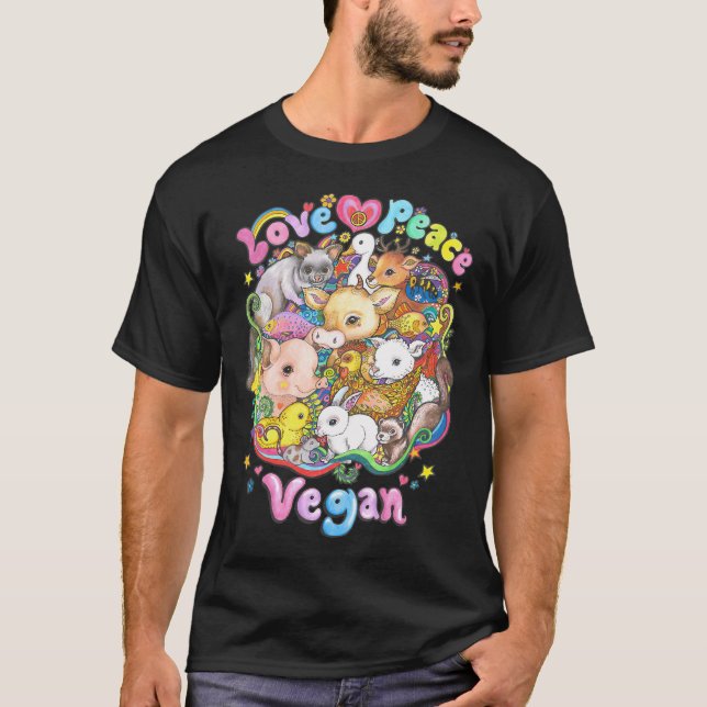 Kärlek, Fred, Vegan T Shirt (Framsida)