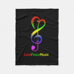 Kärlek freds hippie treble clef fleecefilt