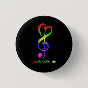 Kärlek freds hippie treble clef knapp