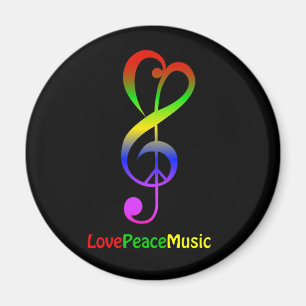 Kärlek freds hippie treble clef magnet