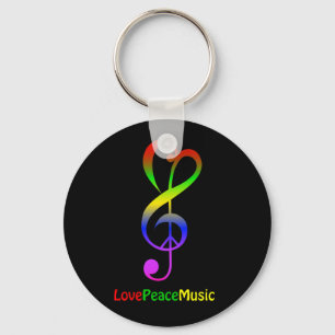 Kärlek freds hippie treble clef nyckelring