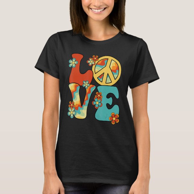 Kärlek Fredstecken 60 s 70 s Costume Party Outfit  T Shirt (Framsida)