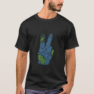 Kärlek Fredstecken Finger Hand Earth Hippie Hipste T Shirt