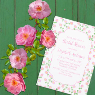 Kärlek Frodas Rosa Blommig Bröllopsfest Inbjudningar