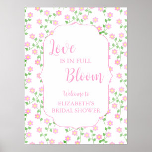 Kärlek Frodas Rosa Blommig Bröllopsfest Poster