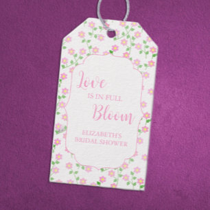 Kärlek Frodas Rosa Blommig Bröllopsfest Presentetikett