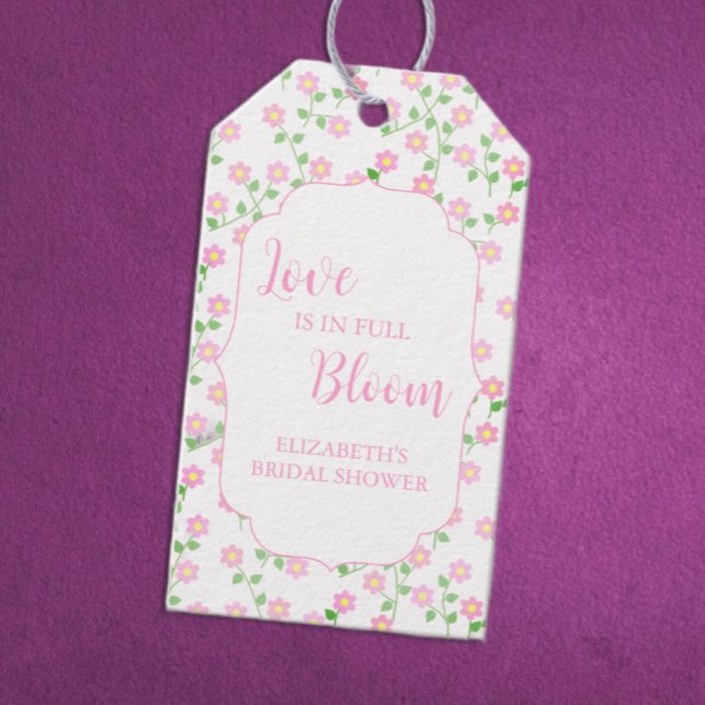 Kärlek Frodas Rosa Blommig Bröllopsfest Presentetikett (Skapare uppladdad)