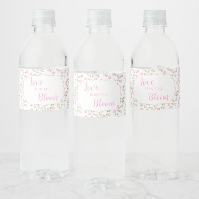 Kärlek Frodas Rosa Blommig Bröllopsfest Vattenflaskor Etikett (Flaskor)