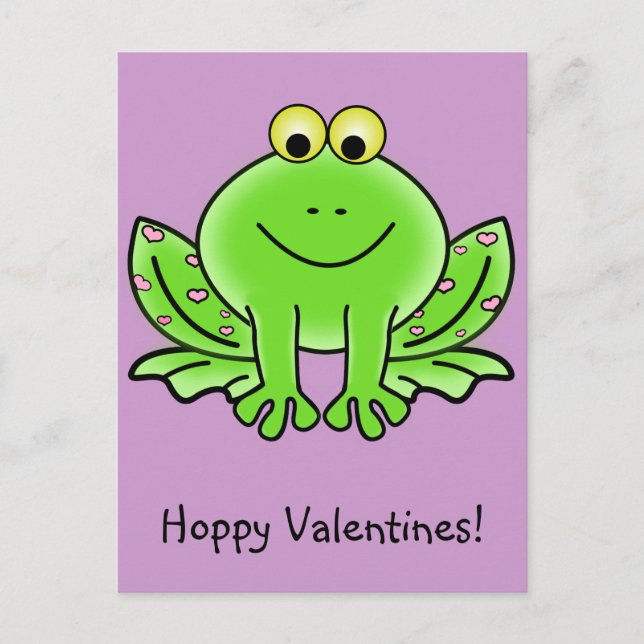 Kärlek Frog Funny Hälsning: Hoppy Valentine Day Helg Vykort (Framsida)