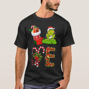 Kärlek Frog jul Ljus Led Santa Hat Christma T Shirt