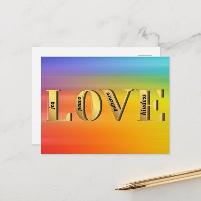 KÄRLEK-Fruits of God's Spirit Christain Faith Vykort (Fram/Back In Situ)