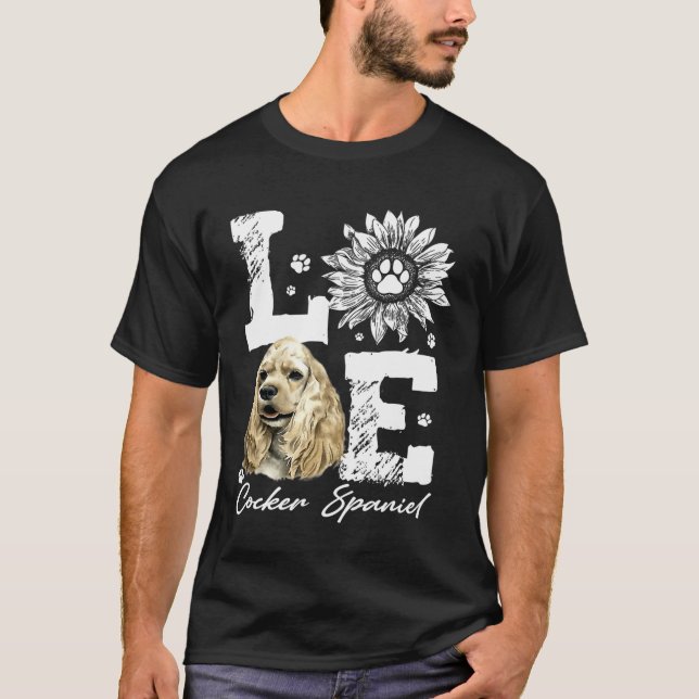 Kärlek Funny Cocker Spain Hund Tass Solros Älskare T Shirt (Framsida)