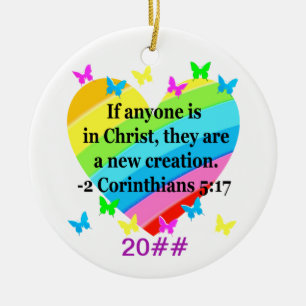 KÄRLEK FYLLDA 2 KORINTIER 5:17 VERSE JULGRANSPRYDNAD KERAMIK