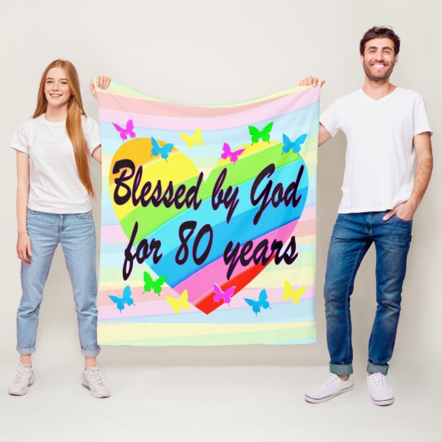 KÄRLEK FYLLDE 80 BIRTHDAY BLESSINGS BLANKET FLEECEFILT (På plats)