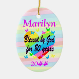 KÄRLEK FYLLDE 80 BIRTHDAY PERSONLIG ORNAMENT