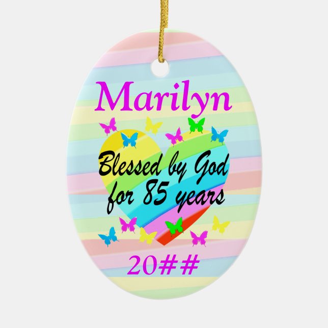 KÄRLEK FYLLDE 85:E BIRTHDAY PERSONLIG ORNAMENT (Framsidan)