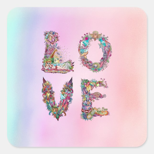 KÄRLEK FYRKANTIGT KLISTERMÄRKE (Framsida)