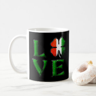 Kärlek Fyrklöver Irish Flagga St. Patrick's Kaffemugg