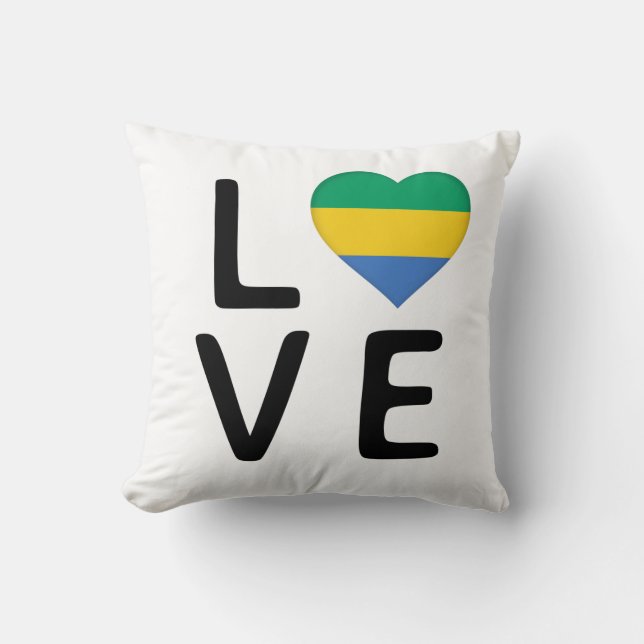 Kärlek - Gabon Flagga Kudde (Framsida)
