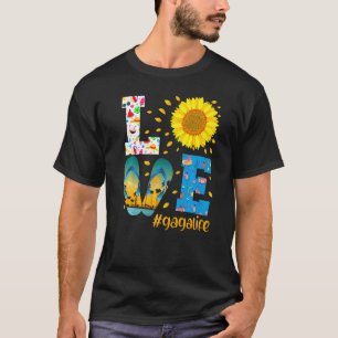 Kärlek Gaga Life Flinflip flops Solrosblomma Somma T Shirt