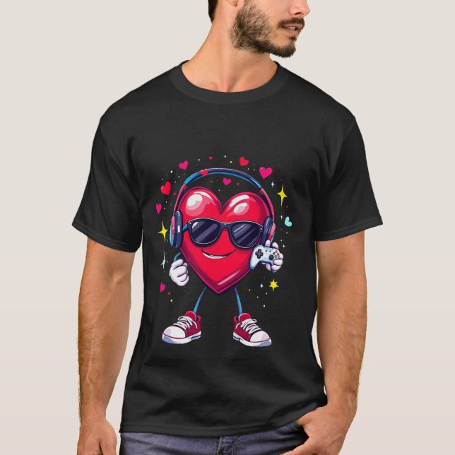Kärlek Game Controller Shirt,Valentines day Shirt T (Framsida)