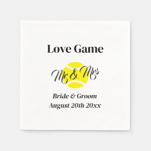 Kärlek Game roligt Mr & Mrs tennis Tema bröllop Pappersservett