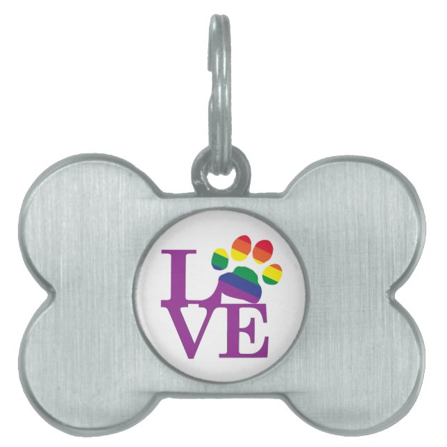 Kärlek-Gay-Pawprint- Namnbricka Husdjur (Framsidan)