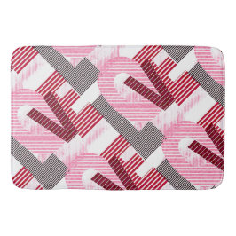 Kärlek Geometric Magenta Brev Badrumsmatta