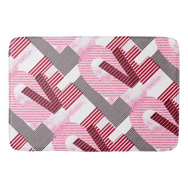 Kärlek Geometric Magenta Brev Badrumsmatta (Framsidan)