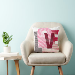 Kärlek Geometric Magenta Brev Kudde