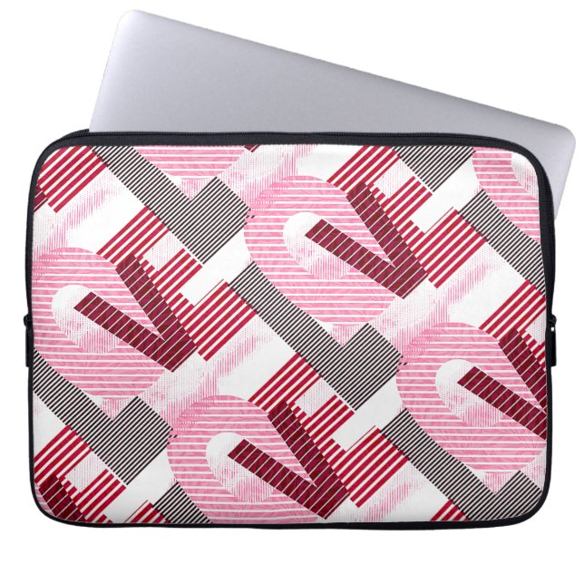 Kärlek Geometric Magenta Brev Laptop Fodral (Framsidan)
