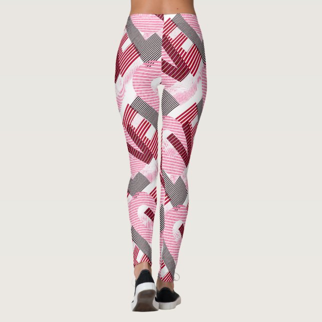 Kärlek Geometric Magenta Brev Leggings (Baksida)
