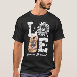 Kärlek German Shepherd Hund Tass Solros T Shirt