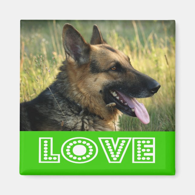 Kärlek German Shepherd Puppy Hund Fridge Magnet (Framsidan)
