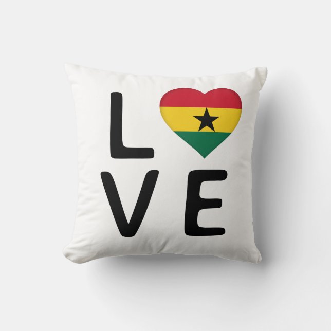 Kärlek - Ghana Flagga Kudde (Framsida)