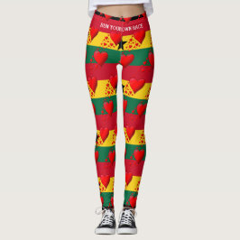 KÄRLEK GHANA Flagga Red Hearts SPRINGA ERA TÄVLING Leggings