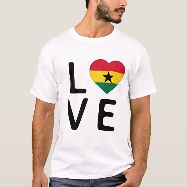 Kärlek - Ghana Flagga T Shirt (Framsida)