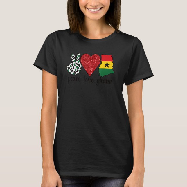 Kärlek Ghana Proud Ghanaian Flagga Ghanaian Roots T Shirt (Framsida)