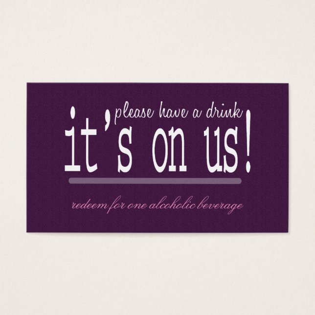 Kärlek & Giftermål Modern Bröllop Drink Biljett (Framsidan)