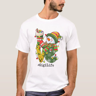 KÄRLEK Gigi Life Snögubbe jul Ljus Pajama Wom T Shirt