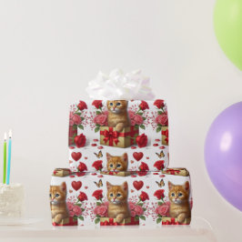 Kärlek Ginger Kitten i Alla hjärtans dag-låda Presentpapper