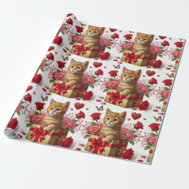 Kärlek Ginger Kitten i Alla hjärtans dag-låda Presentpapper