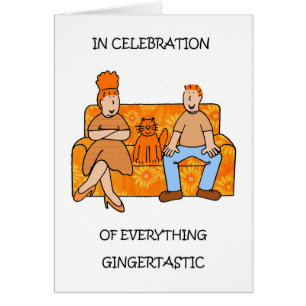 Kärlek Ginger Red Hair Tecknad Humor Hälsningskort