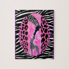 Kärlek Giraffe Rosa Animal Print Pussel