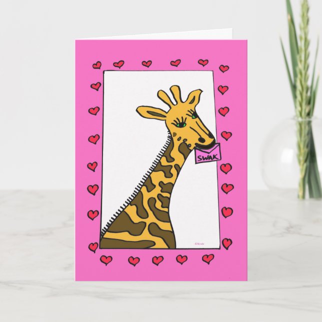 Kärlek Giraffe Valentine Helgkort (Framsida)