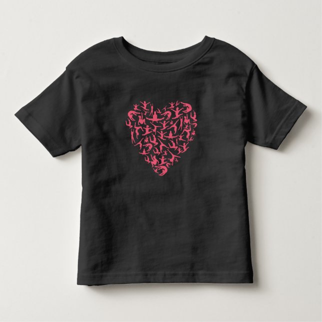 Kärlek Girls Gymnastics - Silhouette Heart T Shirt (Framsida)