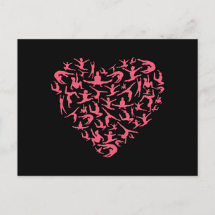 Kärlek Girls Gymnastics - Silhouette Heart Vykort